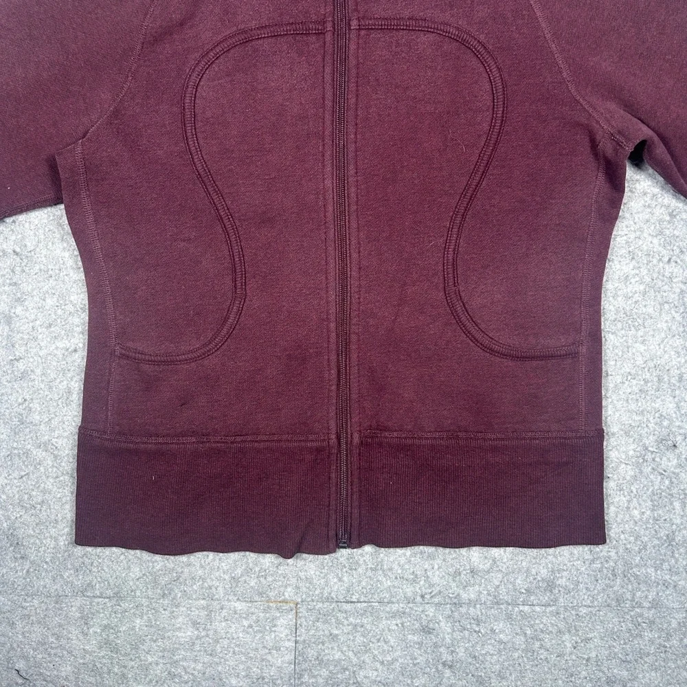 Lululemon Scuba Hoodie Women 4 Burgundy Full Zip Scuba Fleece Jacket Activewear - Picture 5 of 14